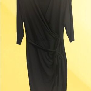 Chic Black Long Sleeve Wrap Dress